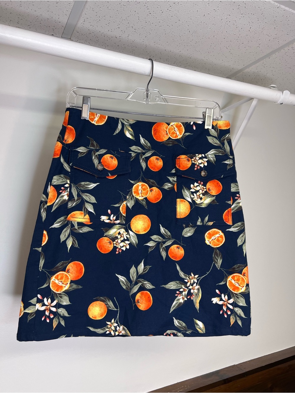 Ann Taylor LOFT Navy Orange Blossom Skirt- 4